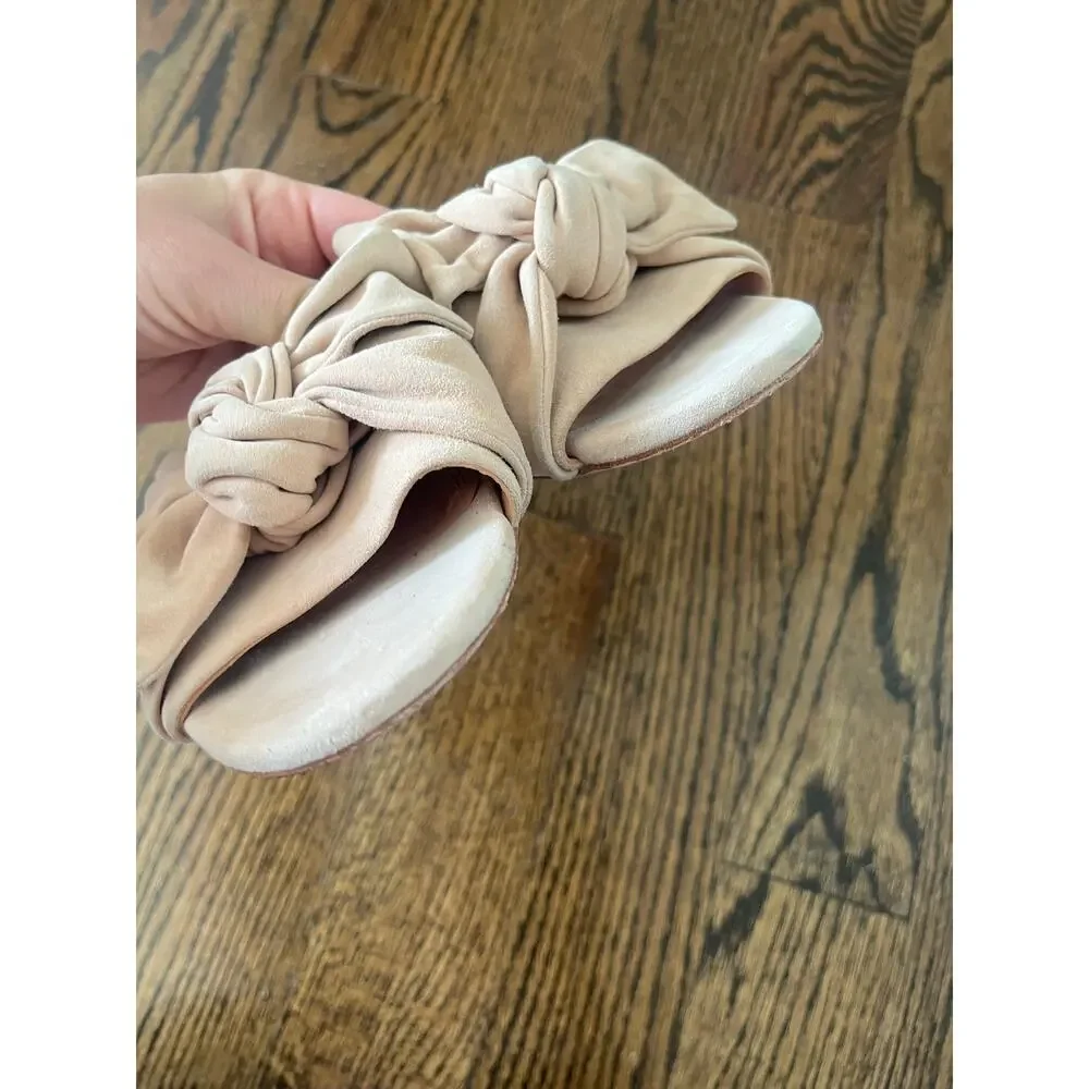 Tory Burch Slide- Annabelle Bow Slide in Suede Beige Size 8